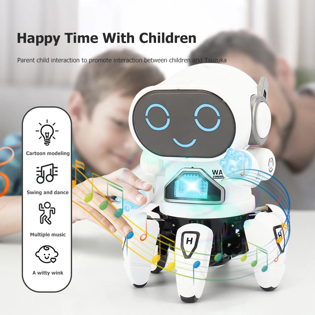 Electronic Dance Robot Doll Smooth with Music Light Noisy Robot Toys Rotatable - £20.53 GBP