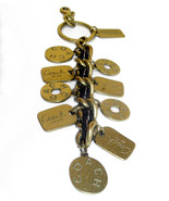 Coach Extra Large Brass Gold Key Fob Keychain 92124 Chainlink Hammered C... - £82.73 GBP