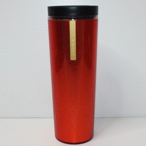 Starbucks Red Sparkle Glitter Travel Thermos Tumbler Mug 16 oz - £19.65 GBP