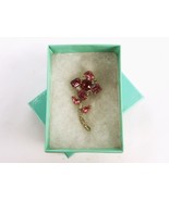 Pink &amp; White Rhinestone Floral Pin, Square Petals, Diamond Pattern, #JWL... - $6.65 CAD
