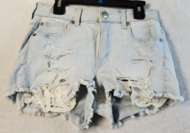 American Eagle Outfitters Short Womens Size 0 Blue Pockets Belt Loops Distressed - £12.33 GBP