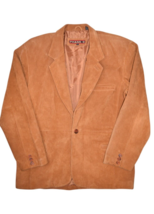 Vintage Phase 2 Jacket Mens L Brown Suede Leather Car Coat 1 Button Blazer - $43.39