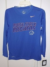 Nike DRI-FIT Boise State Broncos Ls Blue Polyester Knit Team SHIRT-M-NWT-$30 - £10.22 GBP