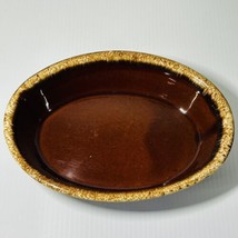 Hull USA Brown Drip Oval Casserole Serving Bowl Oven Proof Vintage 9.75&quot; X 7&quot; - £11.73 GBP