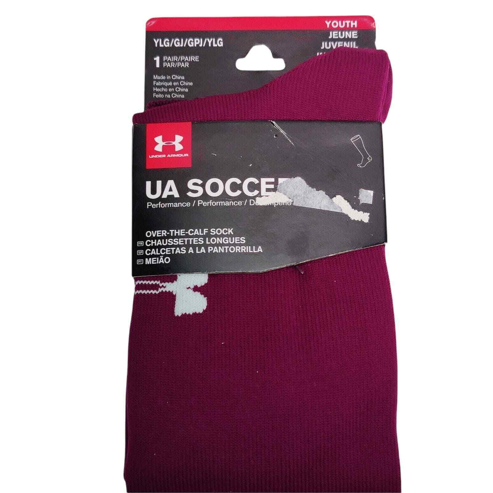 Under Armour UA Boys Youth Large Purple Over The Calf Soccer Socks 1 Pair - £7.94 GBP