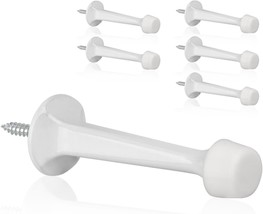 6 Pack Solid Rigid Door Stops - Heavy Duty Door Stoppers Wall Protector, White - £25.39 GBP