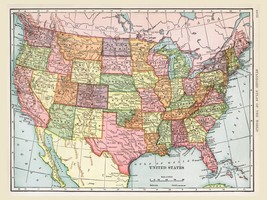 11206.Decor Poster.Room Interior designer wall.Vintage 1927 Map.United States - £13.62 GBP+