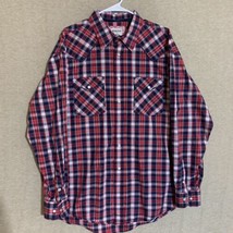 Panhandle Rough Stock Shirt Women’s XL Western Red Plaid Pearl Snap Long Sleeve - £15.18 GBP