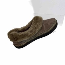 ISOTONER Women&#39;s Sz 9.5-10 Brown Microsuede Mallory Hoodback Slippers Faux Fur - £7.12 GBP