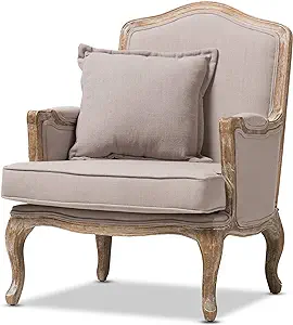 Baxton Studio Constanza Accent Chair, 29.25Lx29Wx37.25H, Beige - £699.82 GBP