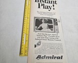 Admiral television instant play portable sonar remote Vintage Print Ad V... - $10.98