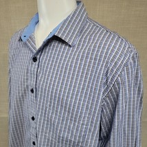 Tasso Elba Long Sleeve Button Shirt Mens XXL 2XL 18-18.5 Blue Multi Colo... - £14.39 GBP