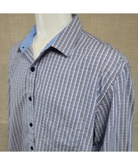 Tasso Elba Long Sleeve Button Shirt Mens XXL 2XL 18-18.5 Blue Multi Colo... - £14.38 GBP