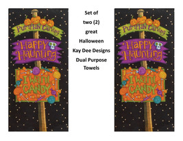 KAY DEE DESIGNS H6414 Sign Pumpkin Halloween~2 Dual Purpose Terry Towels... - $15.96