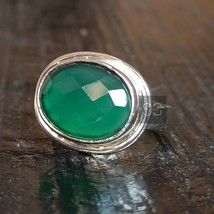 Anillo de piedras preciosas ovaladas de ónix verde para mujer, anillo para... - £53.58 GBP