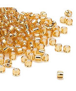 Transparent Golden Amber Silver Lined Glass Size 6/0 Seed Beads 400+/- E... - $1.98