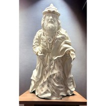 Christmas Nativity King Wiseman Figurine Vintage White Glazed with Gold ... - $19.87