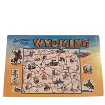 Postcard Greetings From Wyoming Map Highways Cities Facts Chrome Posted - £5.44 GBP