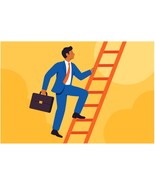 Climbing Career Ladder – Flat Vector Illustration of Business Success - $0.99