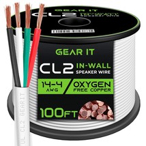 GearIT 14/4 Speaker Wire (100 Feet) 14AWG Gauge - Fire Safety in Wall Ra... - $162.99