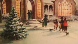 Vintage Christmas Card To Mother &amp; Father at Christmas Snow and Church  - $3.95