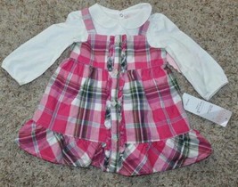 Girls Dress &amp; Bloomers Jumper Bodysuit Chaps 2 Pc White Pink Plaid Easte... - £14.07 GBP