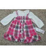 Girls Dress &amp; Bloomers Jumper Bodysuit Chaps 2 Pc White Pink Plaid Easte... - $17.82