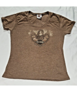 Harley Davidson Motorcycle TShirt Womens S brown GILLETTE WYOMING HAWG D... - £12.21 GBP