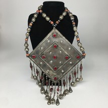 496.4g, 30&quot; Turkmen Necklace Huge Vintage Boho Statement gypsy style Bib, TN701 - £111.65 GBP