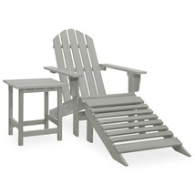 Garden Adirondack Chair with Ottoman&amp;Table Solid Fir Wood Grey - £56.94 GBP