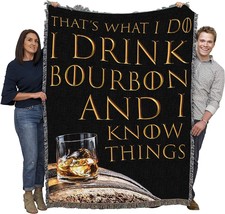 I Drink Bourbon and I Know Things Blanket - Gift Tapestry Throw Woven, 72x54 - £60.97 GBP