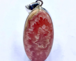 92.5 SILVER PENDANT - Rhodochrosite Silver Pendant - Oval Pendant - 42x21mm - $80.00