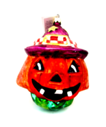 Christopher RADKO Halloween Pumpkin Ornament Large Jack O Lantern Witch Hat - £35.04 GBP