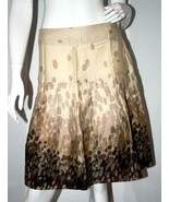 H&amp;M Flared MID-LENGHT Pleated PRINT Skirt Side ZIP 100% Organic COTTON 8/38 - £50.23 GBP