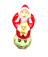 Peint Main GR Limoges France Hand Painted Christmas Santa Claus Trinket Box - $79.48