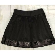 Women&#39;s STUDIO Y Solid Black Satin &amp; Sequin A-line Skirt,Cotton Blend Sz... - $21.78