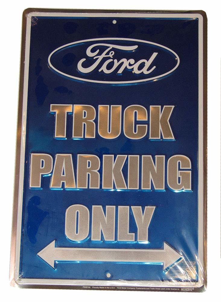 Ford Truck Parking Only Blue Silver 12"x18" Metal Plate Parking Sign Made in USA - $7.89