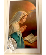 Blessed Mother Image Card  + 1&quot; Medal, New from Japan # GFTSHP-2 - $73.06 MXN