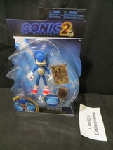Sonic the Hedgehog 2 Movie 4&quot; Sonic  Action Figure Articulated w/ Map ring Pouch - £22.74 GBP