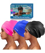 3 Pack Extra Large Swim Cap For Braids &amp; Dreadlocks - Waterproof, Bathing - $31.96