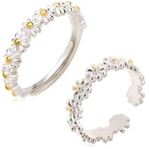 Cute Adjustable Open Wedding Lady Daisy Rings Rings For Women Flower Ring Adjust - £9.53 GBP