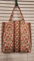 Quilted tote bag floral with pockets, grocery bag, shopping bag, summer ... - $20.00