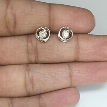 18K White Gold Round Diamonds Fancy Earrings Studs 0.19cts Push Back - $591.48