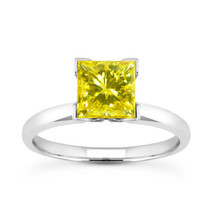 Bridal Princess Diamond Solitaire Ring Yellow Treated 14K White Gold VS2 1.20 CT - £1,698.31 GBP