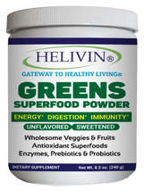Helivin Greens Superfood Powder - Superfoods, Antioxidants, Enzymes, Fiber, Preb - £19.69 GBP