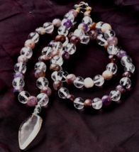 satyaloka  azeztulite ,super seven, bead necklace +satyaloka pendant #6380 - $70.13