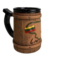 Lithuania Flag Suvena D. Laskovia Hand Made Ceramic Barrel Mug Cup Stein - $44.54