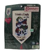 VTG 2002 Dimensions Counter Cross Stitch Christmas Banner Snowman Family... - $182.22 MXN