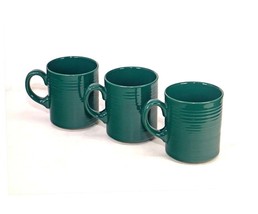 Signature Housewares Carnivale Dark Green stoneware mugs made in Japan. - $63.75