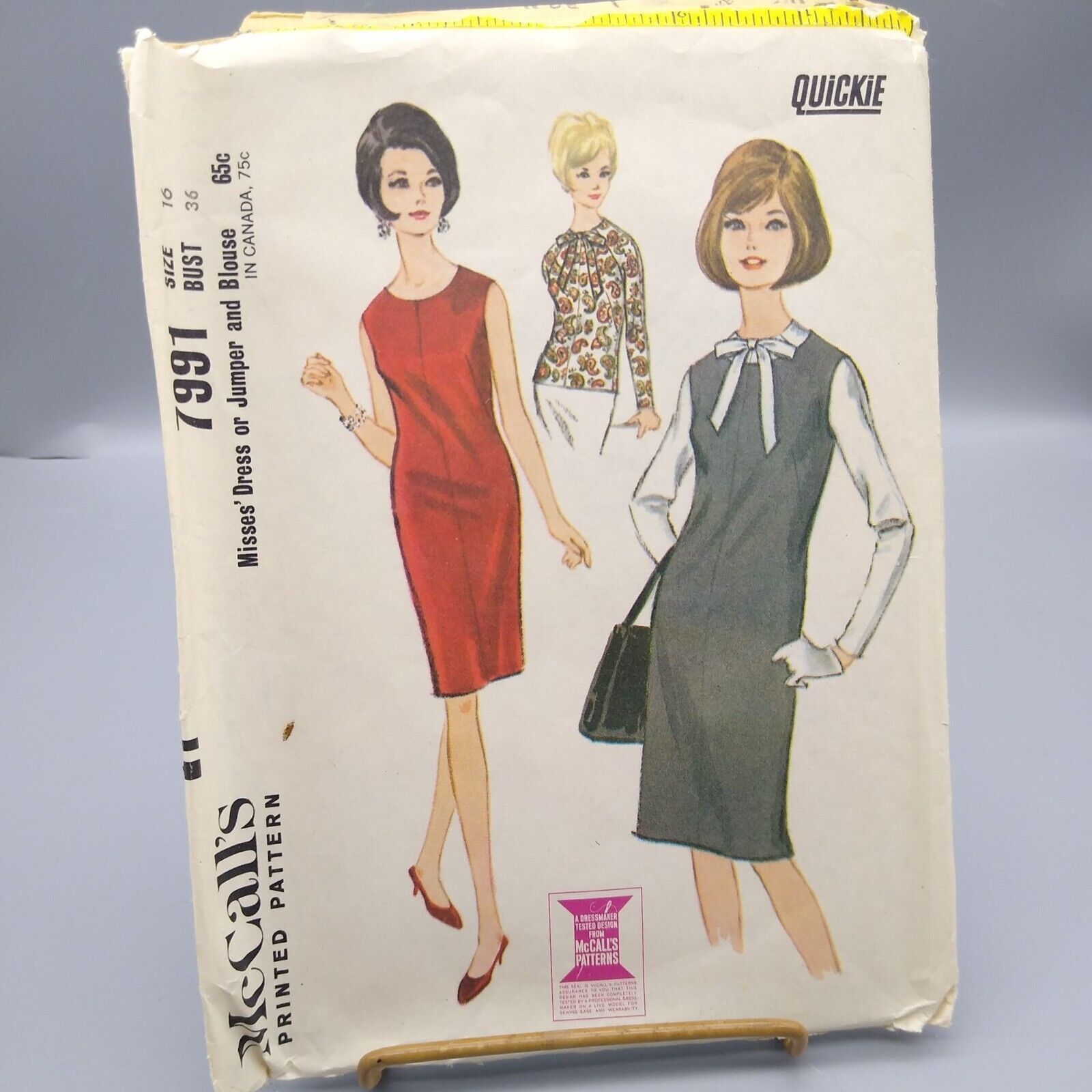 Vintage Sewing PATTERN McCalls 7991, Misses 1965 Dress or Jumper and Blouse - £10.07 GBP